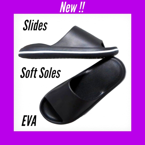 Women's Beautiful Black with White Trimming Open Toe Sandal EVA Slides NWT - Picture 1 of 10
